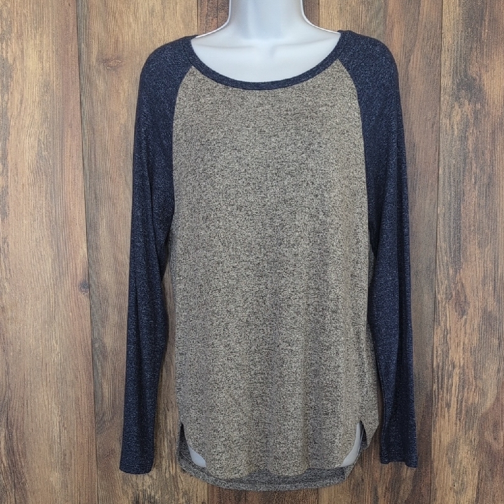 Old Navy Long Sleev Navy/Gray Knit Top M D360x